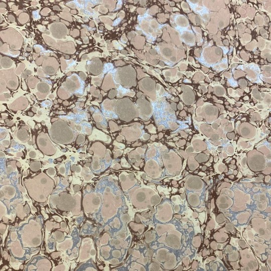 Hand Marbled Paper Stone Marble Pattern in Brown, Cream and Silver ~ Berretti Marbled Arts